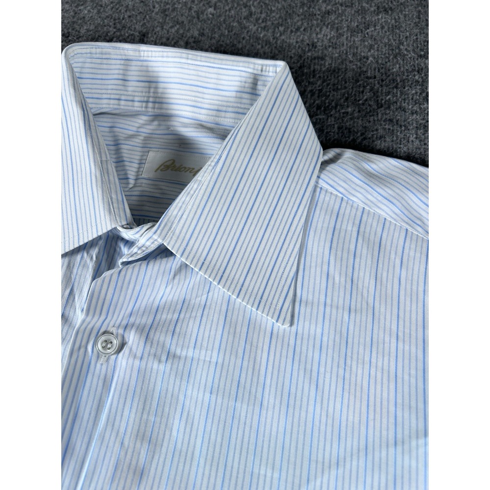 Brioni Men's Sz. 39 15.5 Made In Italy Light Striped French Cuffs Dress Shirt!